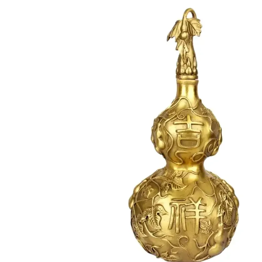 Pure brass auspicious copper gourd Bagua Feng Shui ornament home living room decoration