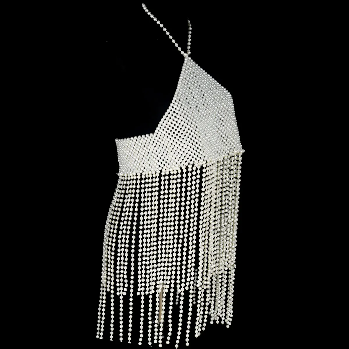 Birthday Party festival Decoration Women\'s Body Chain  Sexy Pearls Long Tzitzit Dresses Bra Nightclub Clothing Accessories
