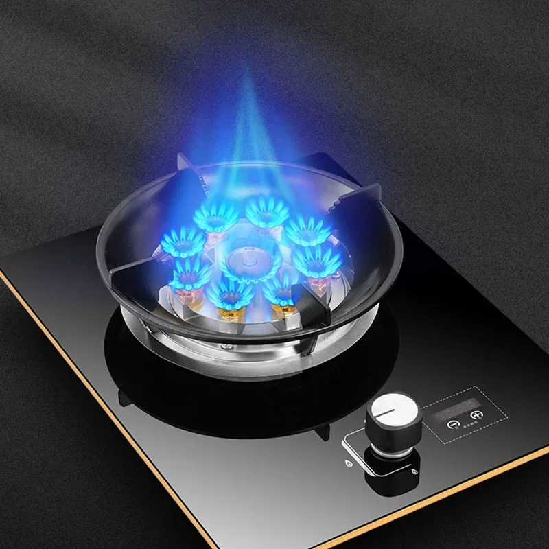 New Gas Stove Single Gas Cooktop Desktop Timing Fierce Fire Stove Stainless Steel Embedded Estufas