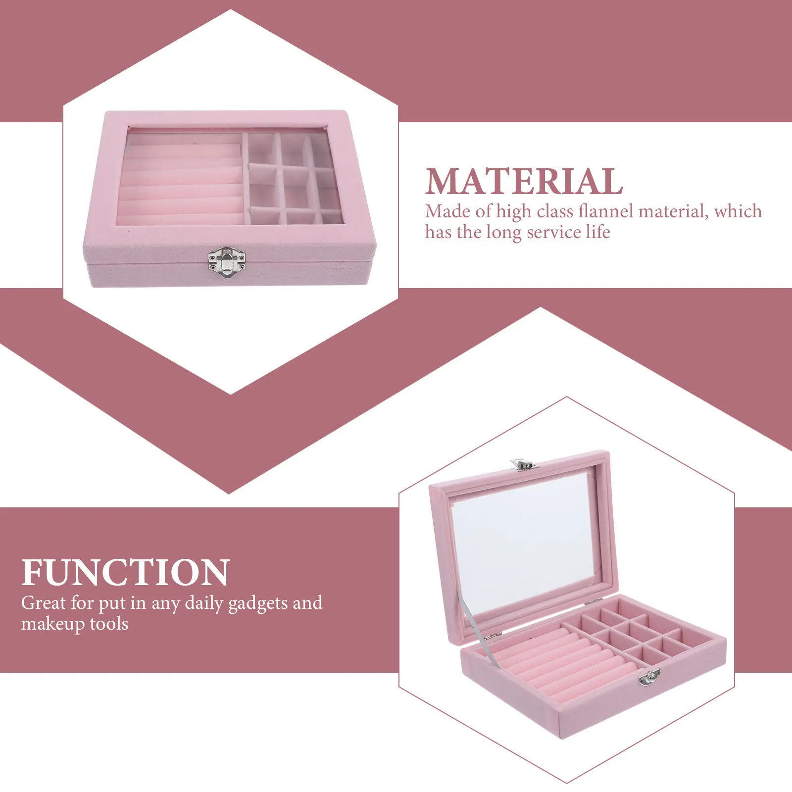 

1Pcs Jewelry Organizer Flannel Storage Case Large Capacity Necklace Rings Display Holder Durable Jewelry Box for Women