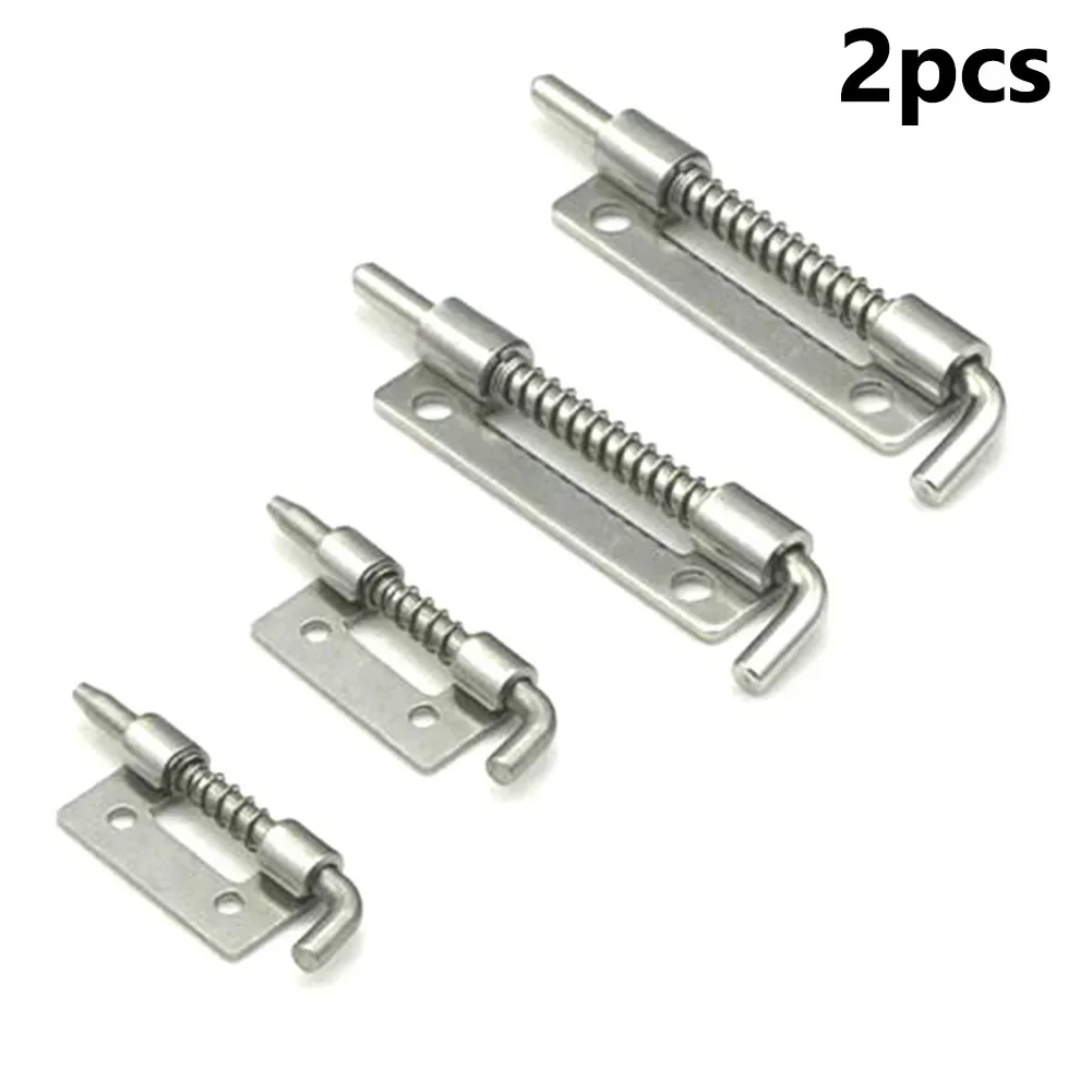 Spring Loaded Latch Pin Stainless Steel Silver Window Barn Cabinet Hinges Security Door Bolts Latch For Household Hardware 2PCS