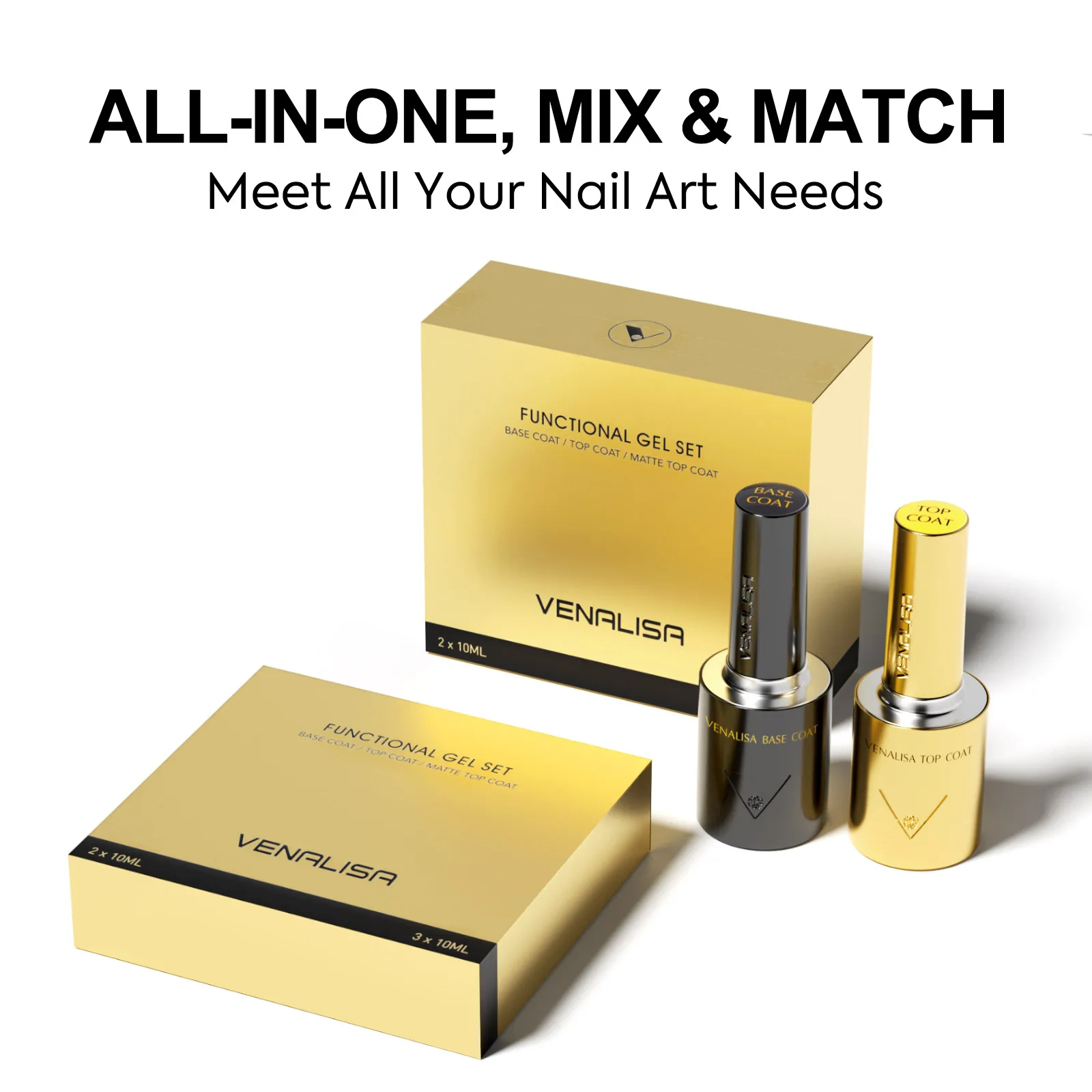 VENALISA Nagel-Gel-Lack 10ml HEMA/TPO-frei Funktionelles Gel Endschritt Ultra-Glänzender Diamant Langanhaltender Überlack Basis Matt Lack – Detail 3