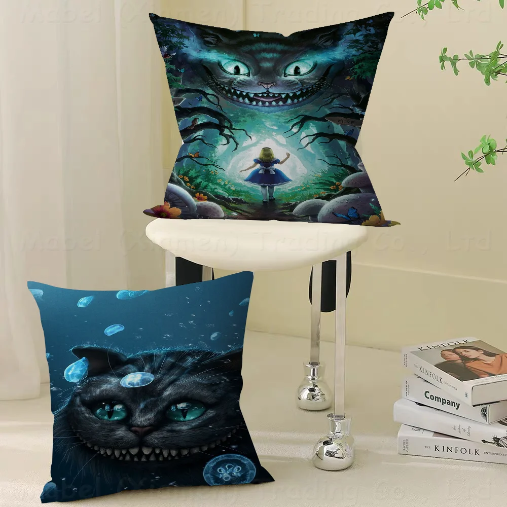 Cheshire Cat Alice In WonderlandPillow Gift Home Office Decoration Pillow Bedroom Sofa Car Cushion CoverPillow Case