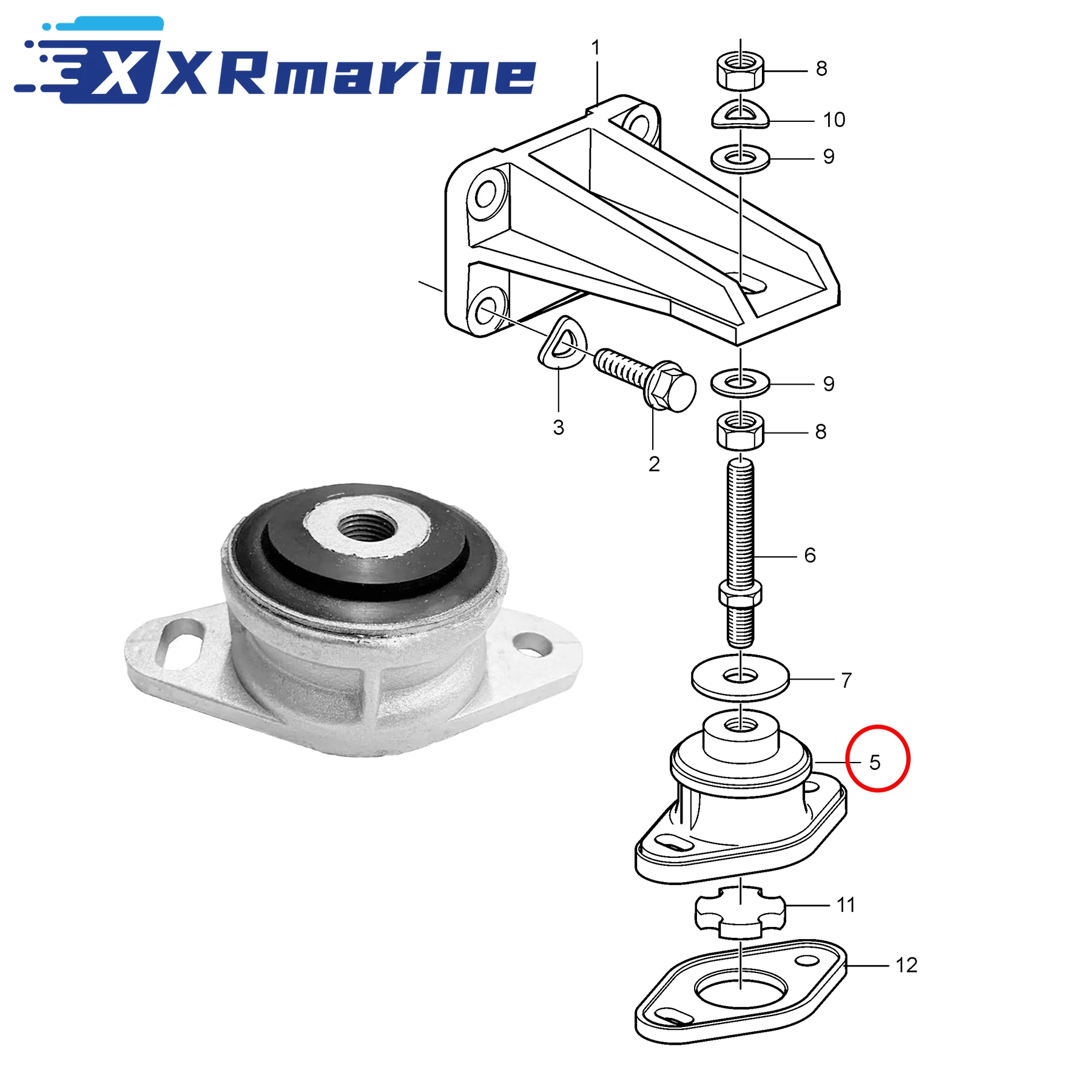 

843323 Rubber Element Engine Suspension Compatible With Volvo Penta AD D TAMD KAMD KAD TMD 3140 41 42 Series Motor 843323