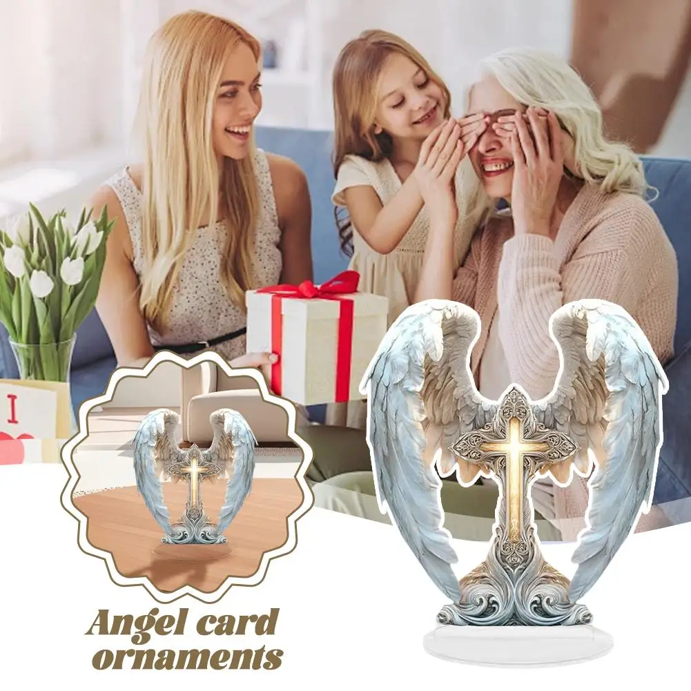 زخرفة أكريليك مسطحة 2D ديكور سطح المكتب الملاك لغرفة المعيشة المنزل مكتب جميل عرض الطاولة هدية الأصدقاء