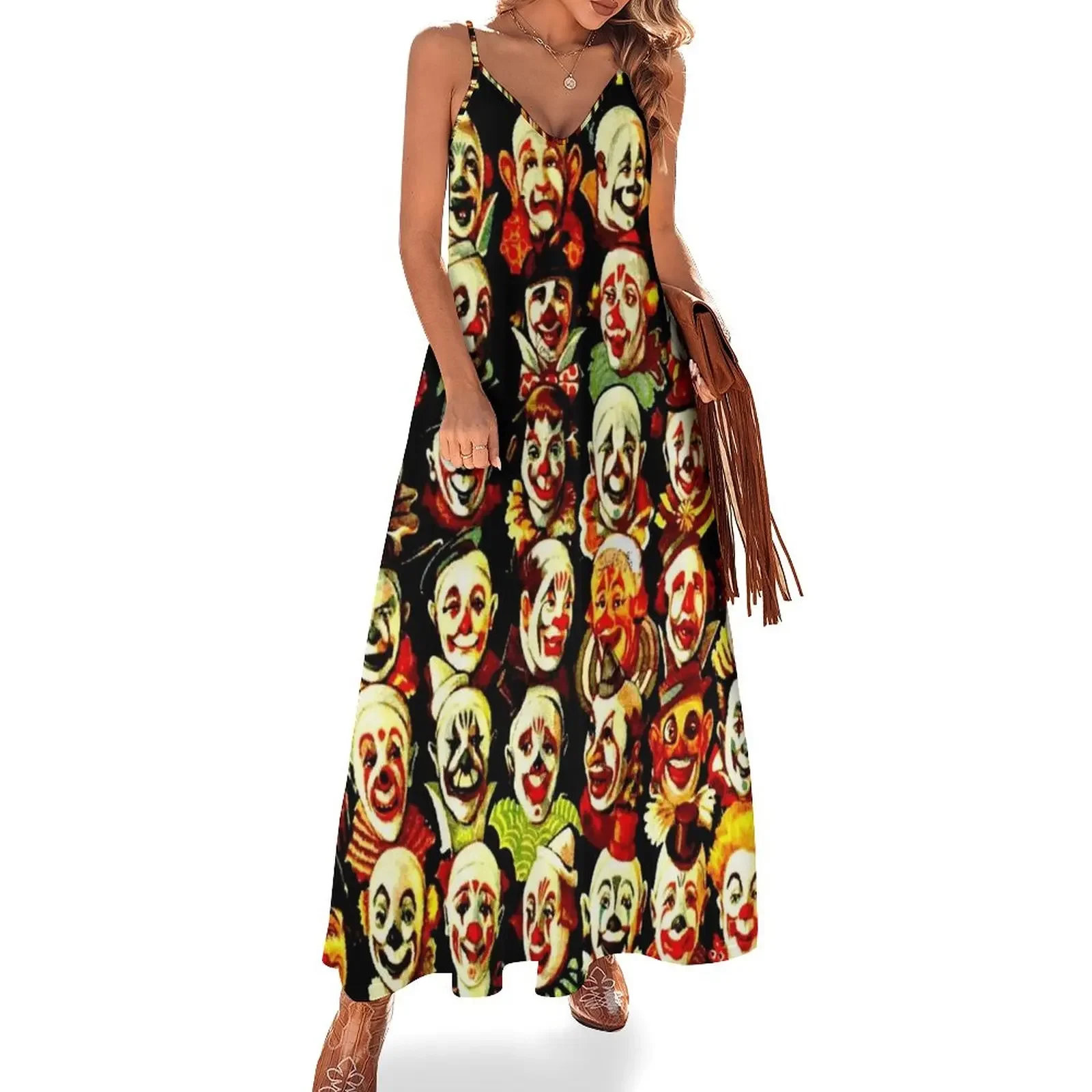 RINGLING BROS, BARNUM & BAILEY: Vintage Clown Print Sleeveless Dress Dresses Womens dresses