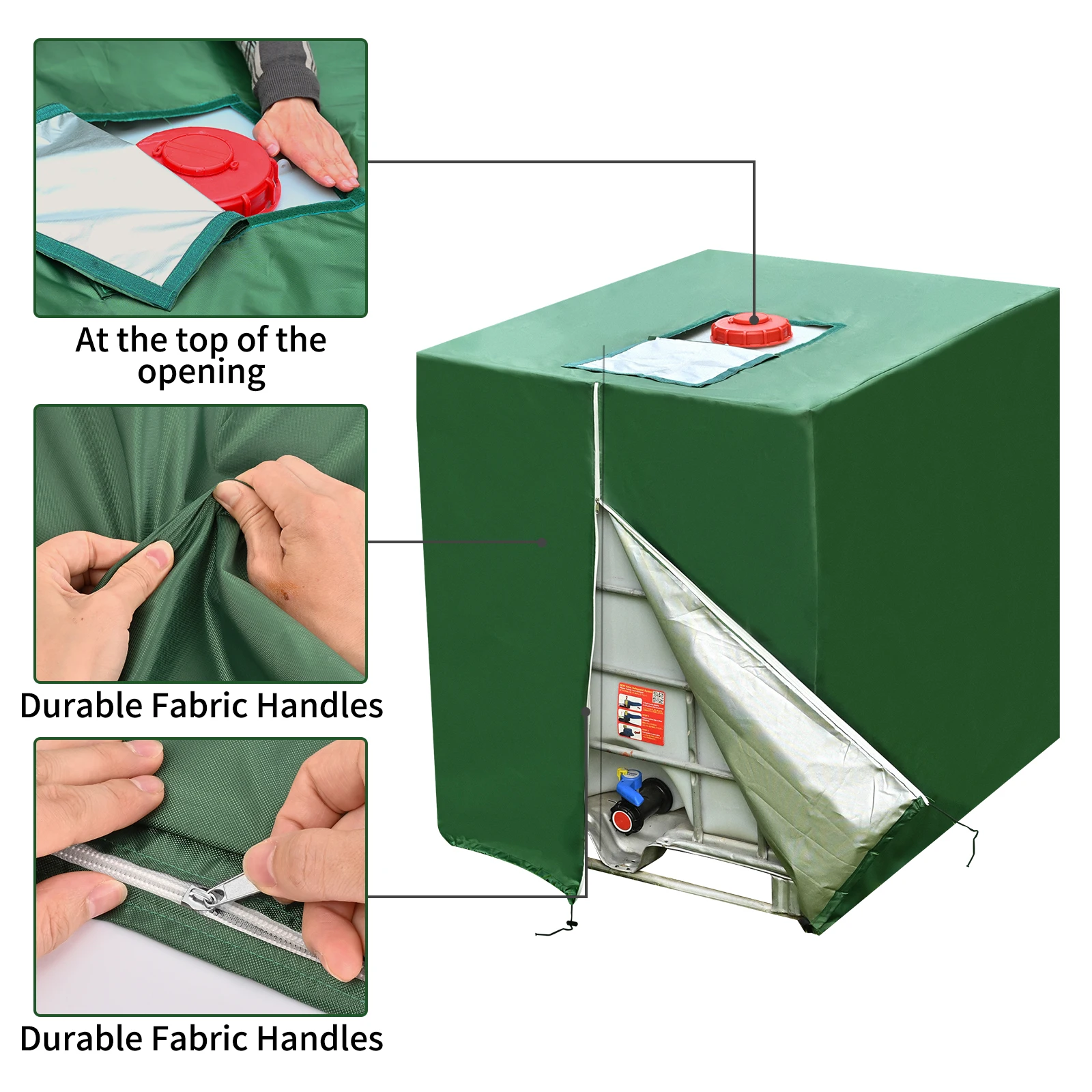 1000L خزان المياه غطاء أخضر مقاوم للماء IBC حمل غطاء 1000L IBC خزان الحاويات الأشعة فوق البنفسجية فيلم الغطاء الواقي الغبار مادة سميكة