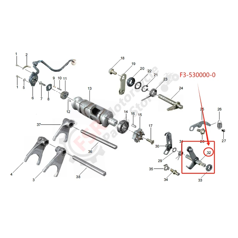 F3-530000-0 ATV Shift Shaft Fits JS400 Jianshe 400 Compatible Bashan Loncin Quad Motorcycle Parts