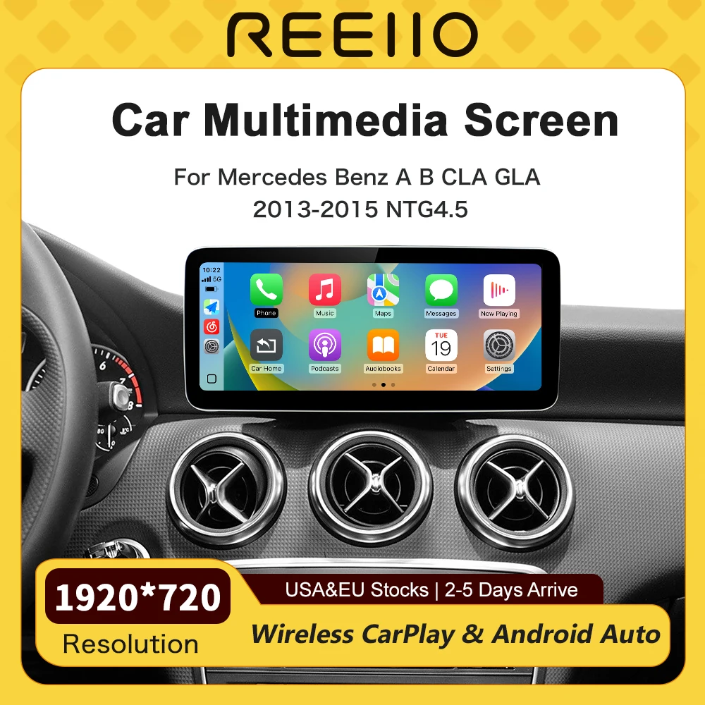 Wireless CarPlay Android Auto 12.3inch Linux Screen for Mercedes Benz A B CLA GLA W176 W463 W246 2013-2015 with NTG4.54.7 System