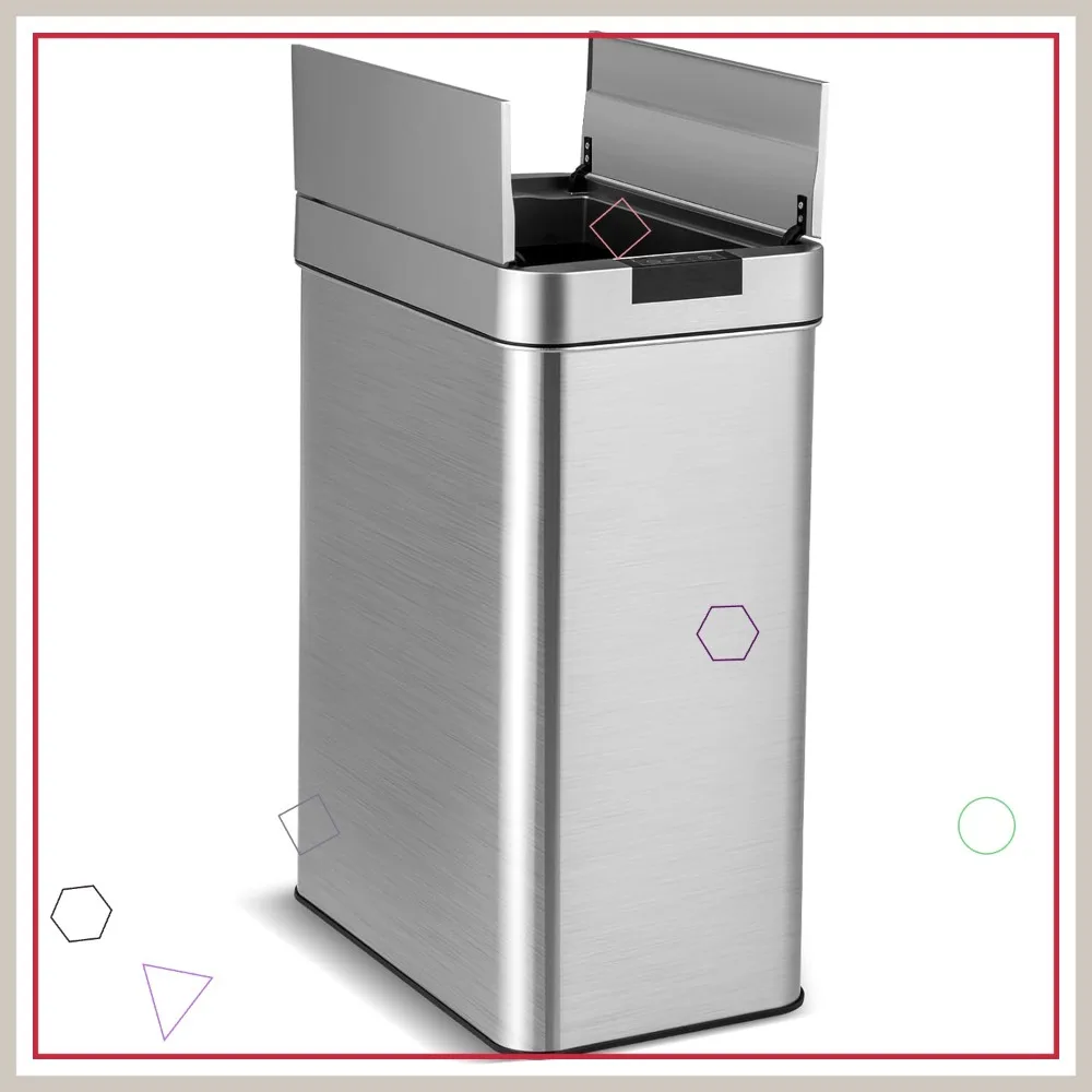 

Умное мусорное ведро с датчиком движения, 13,2 галлона, автоматическое бесконтактное, с крышкой-крылом, для кухни и ванной комнаты