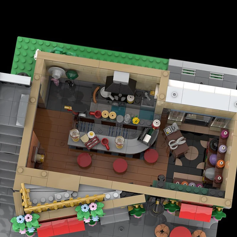 도시 스트리트 뷰 모델 MOC 빌딩 벽돌 레트로 호텔 건축 모듈 형 기술 선물 휴일 조립 어린이 장난감 정장