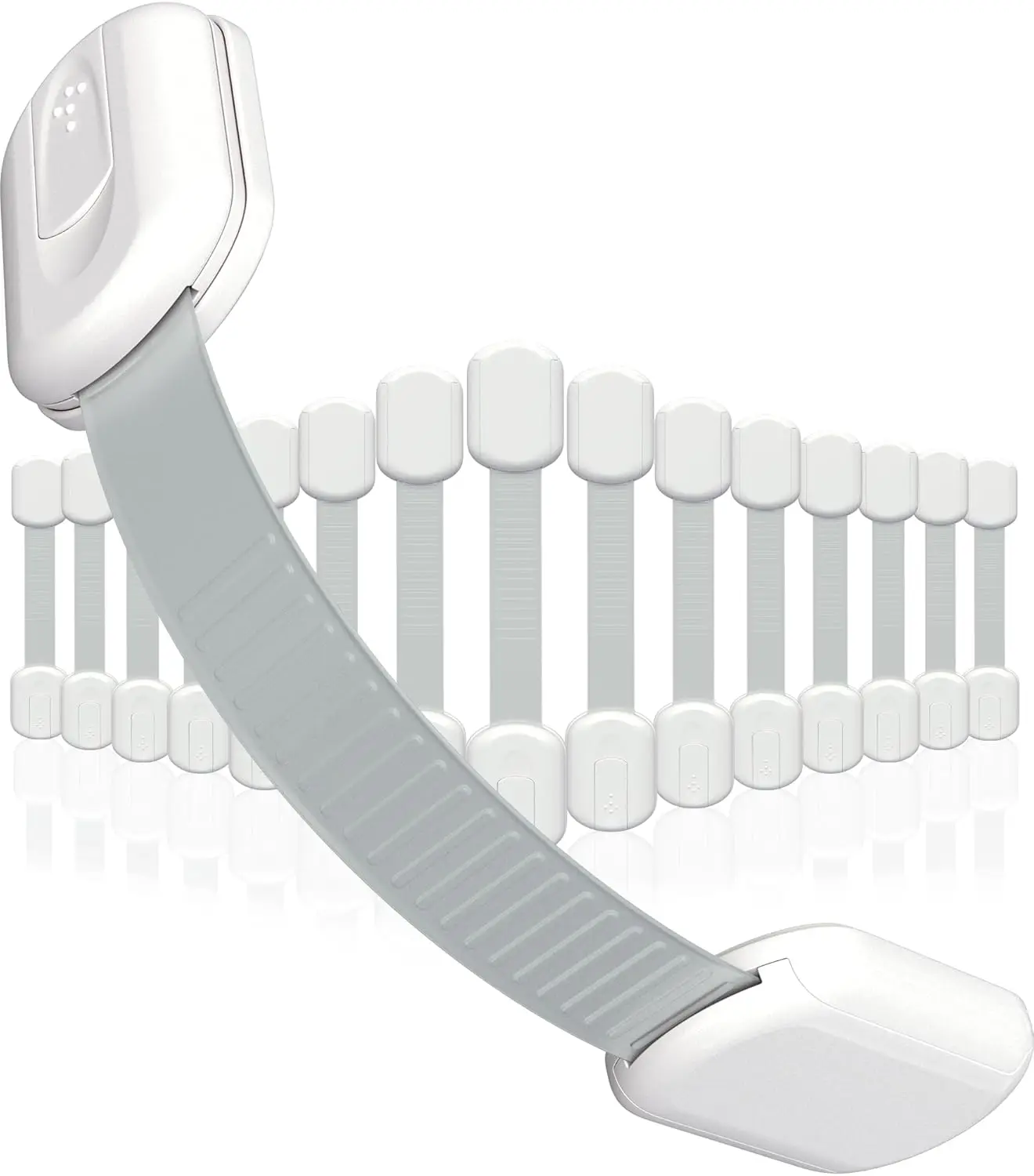 

Baby Proofing Child Safety Locks (16 Pack) - The Safest, Quickest and Easiest 3M Adhesive Cabinet Latches, No Screws & Magnets, Multi-Purpose for Furniture, Kitchen, Ovens, Toilet Seats