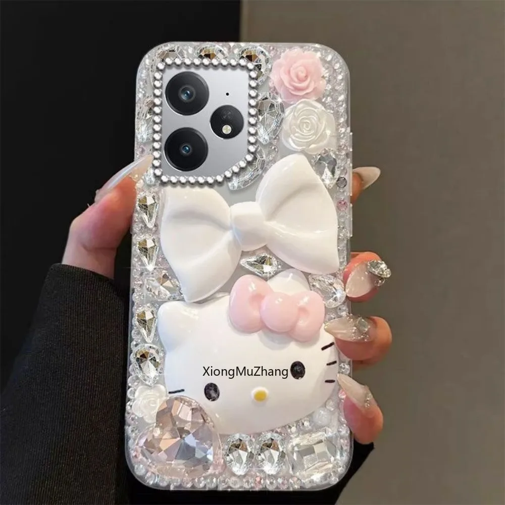 Sanrio Hello Kitty Cartoon Niedliche Hülle für OPPO Realme GT 8 Pro 7 GT Neo7 6 5 Realme 16 15 14 13 12 11 10 Diamant-Strass-Cover – Detail 3