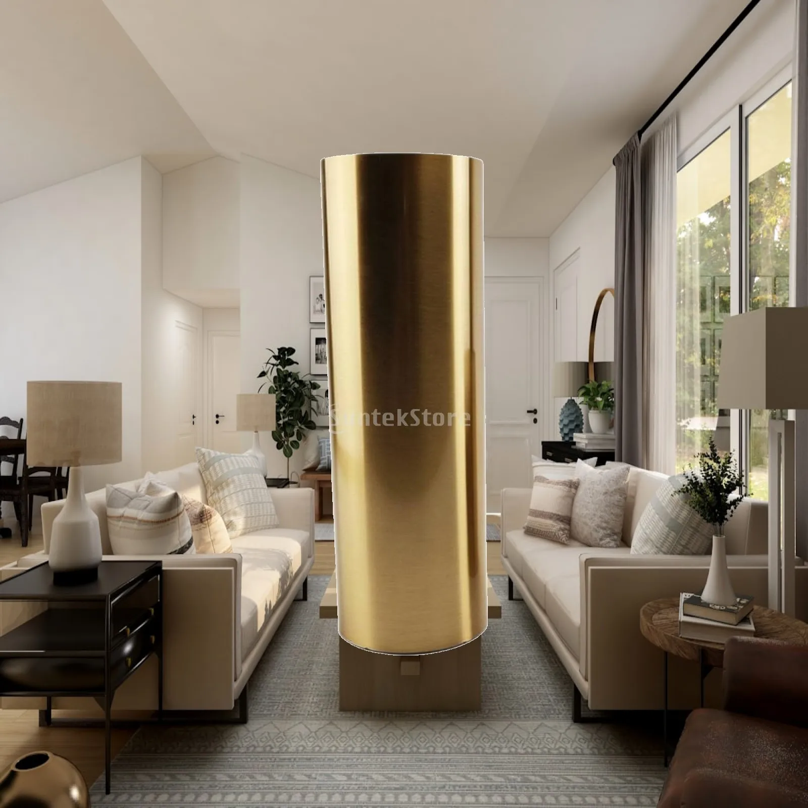 Metal Cylinder Decorative Vase Modern Minimalist Tabletop Flower Holder for Dried Botanicals Home Decor