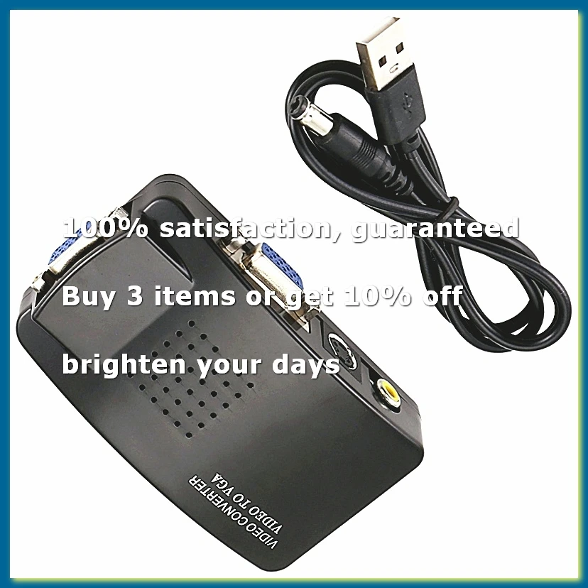 AV to VGA Adapter VGA Converter PC Composite S-Video AV Input to PC VGA LCD Output Converter Switch BoxA09G