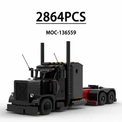 Building Block MOC-136559 Black And Red Frame Truck Transporter 2864PCS Education Children Birthday Gift Christmas Toys