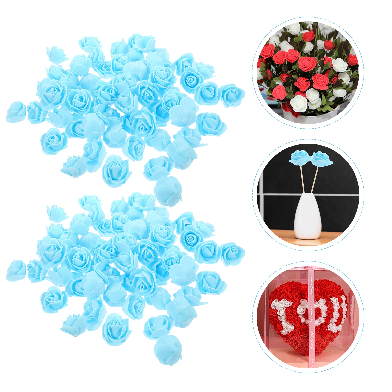 

200pcs Foam Flowers 3 Artificial Rose Heads 5cm PE Material DIY Fake Roses Home Decor Fake Foam Rose Head Bulk