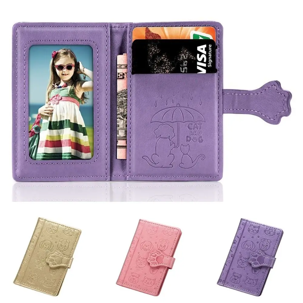 

Portable Mobile Phone Back Sticker Card Case Multi-card Slot Cartoon Card Holder PU Leather Credit Card Bag