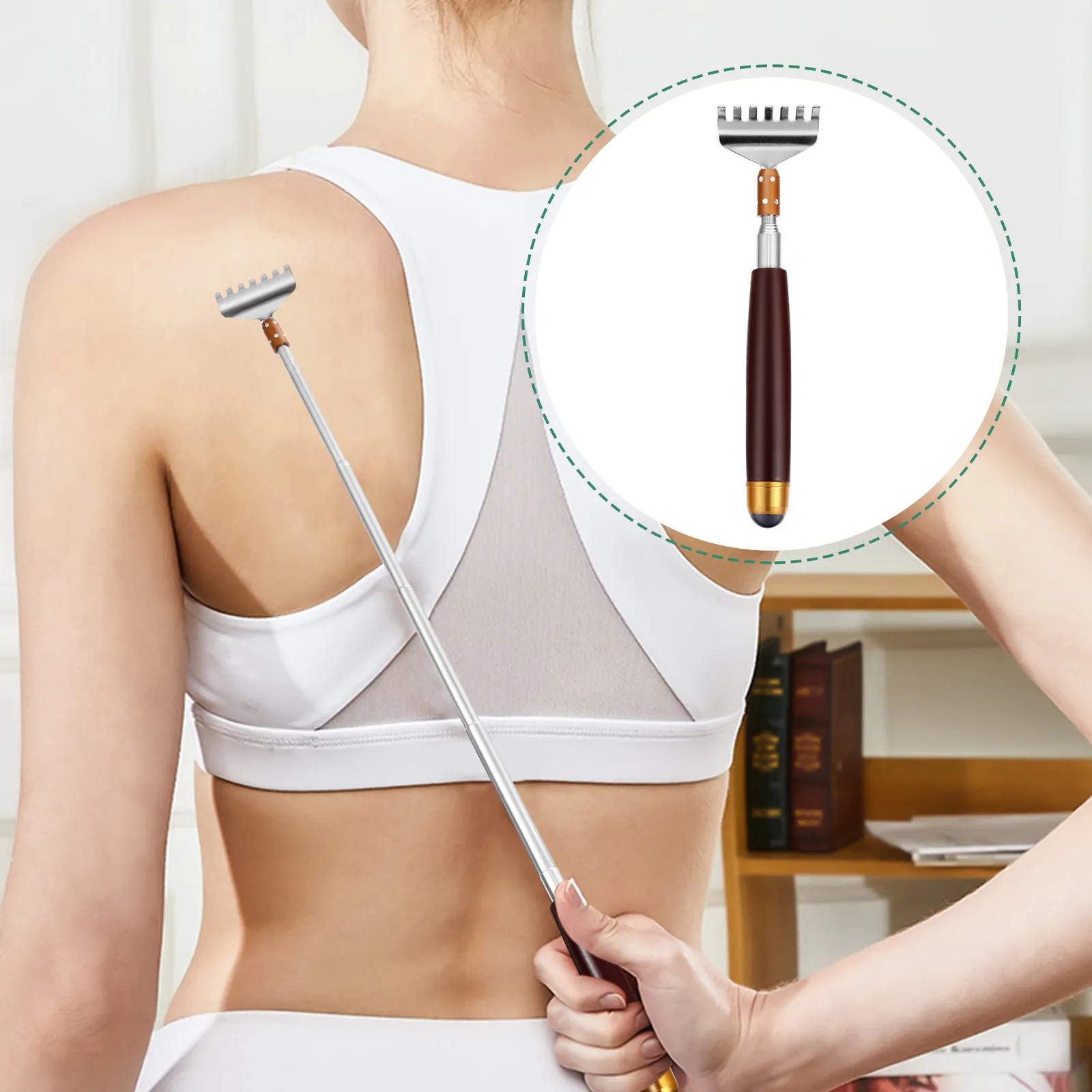 Telescopic Back Scratcher Wooden Extendable Scratcher Handheld Massager Tool Itch Relief Body Massage Backscratcher
