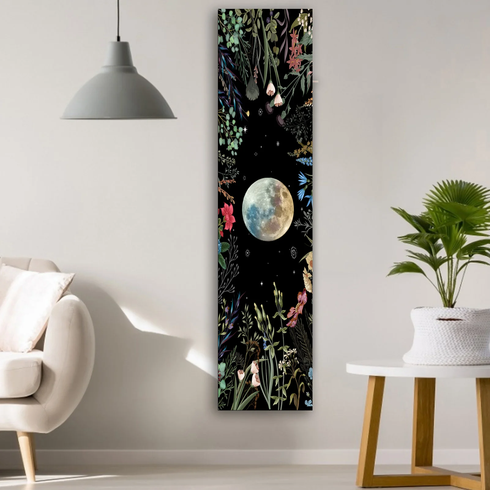 Planet Moon Flower Tapestry Tree Of Life Black Background Living Room Bedroom Bathroom Wall Hangings Home Decoration Decor