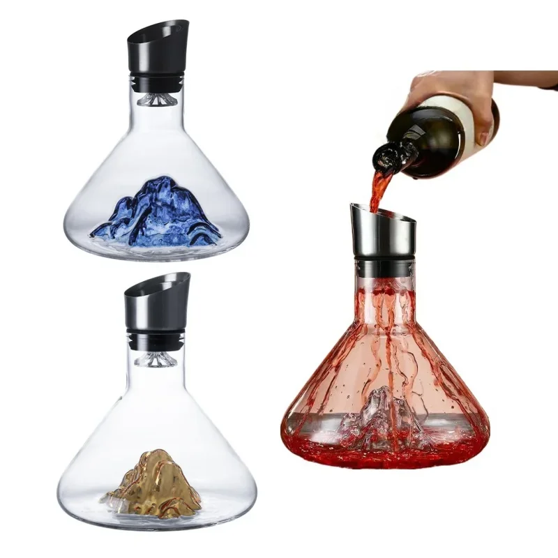 1500-2000ml Luxury Fashion Iceberg Crystal Glass Waterfall Speedy Separator Red Wine Decanter  Hip Flask