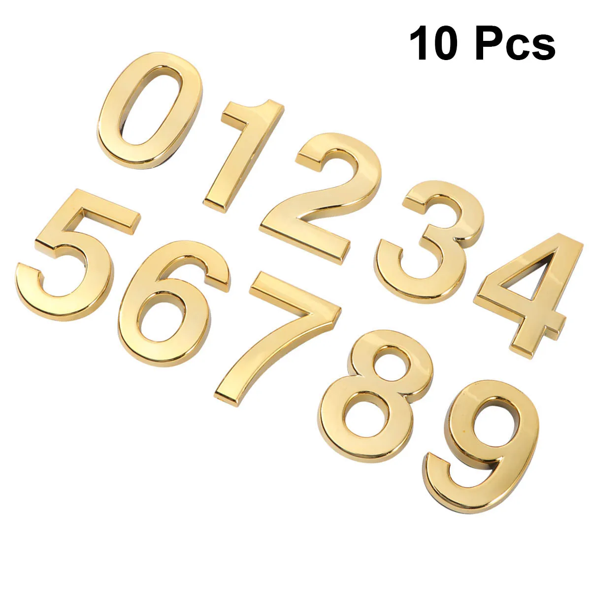 

10 Pcs Number Door Sign Decorative Indoor Metal Address Signs Room Gate Number Plaque ABS Material Electroplating