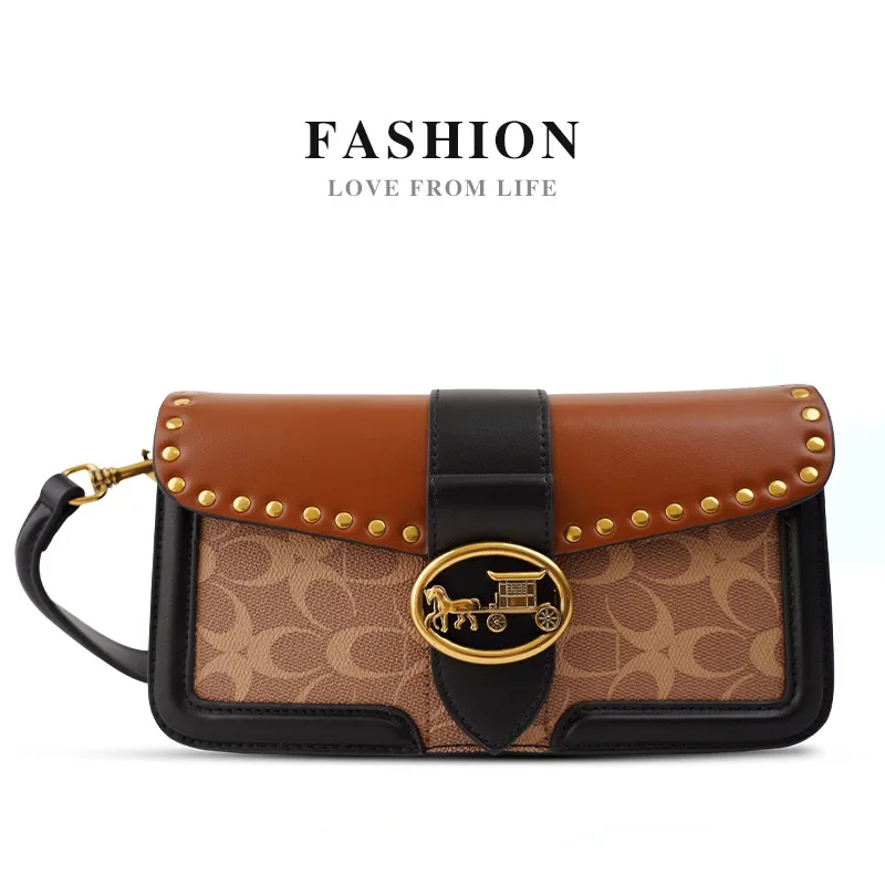 

Luxury Designer Hot Selling Item Contrasting Color Vintage Flower Underarm Rivet Bag High-quality Single Shoulder Crossbody Bag