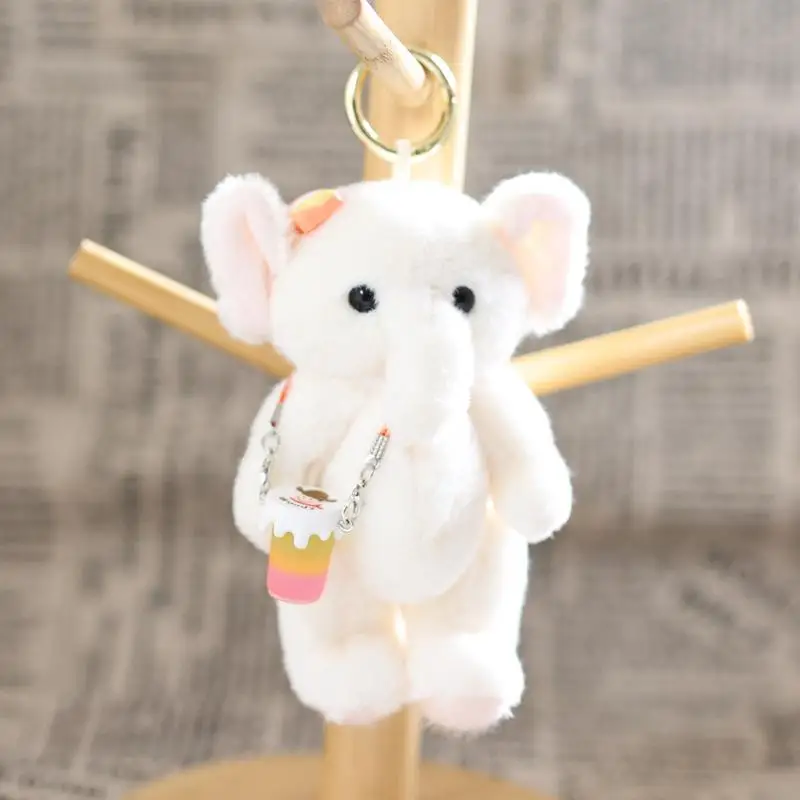 Attraente portachiavi con bambola di elefante in peluche da 1 pezzo con giunti mobili, ideale come ornamento per una borsa e regalo per la decorazione della casa