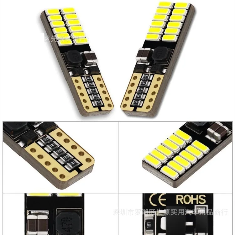 Indicatore di larghezza a LED per autoveicoli Lampadina T10 Luce da lettura 24smd In evidenziazione continua Luce targa piccola