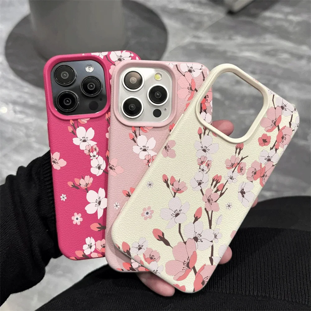 Korean Weeping Cherry Phone Case For iPhone 17 16 15 14 13 12 Pro Max 17 16 15 14 Pro 16 15 14 Plus 17Air Silicone Matte Cover - view 5