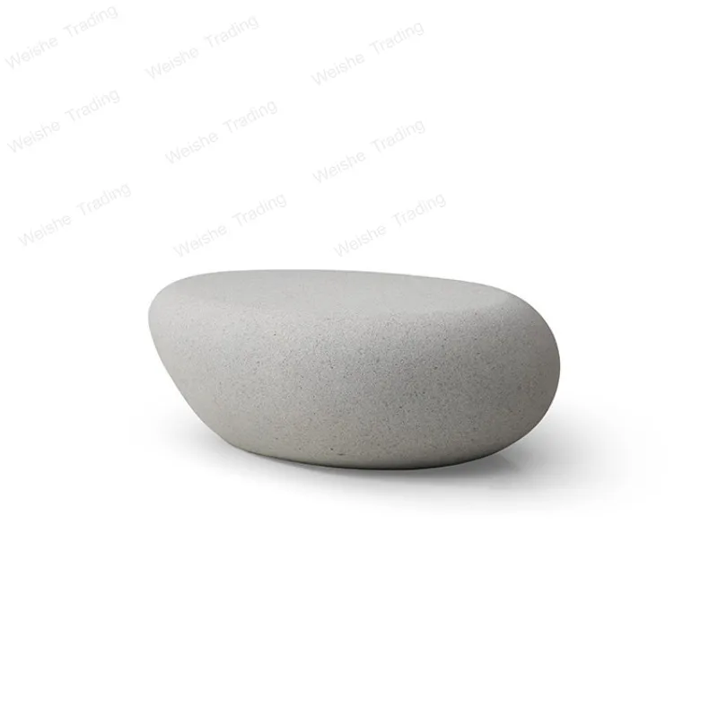 Quiet wind beige real stone paint oval irregular coffee table special-shaped homestay art outdoor coffee table
