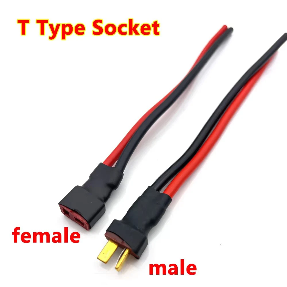 1pcs T Type Socket Plug Male Female Connector Silicone Wire With 15CM 15AWG 15A For electric car Rc Lipo battery Rc Model
