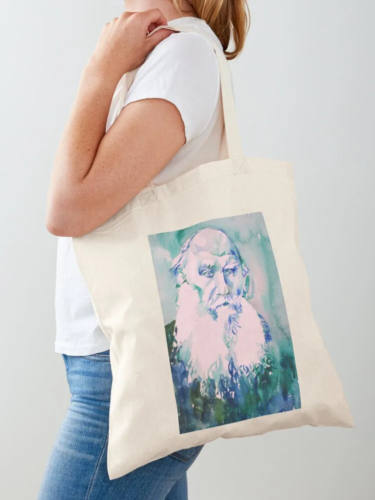 LEO TOLSTOY watercolor portrait.6 Tote Bag shopper bag women custom fabric bag Canvas stote Beach