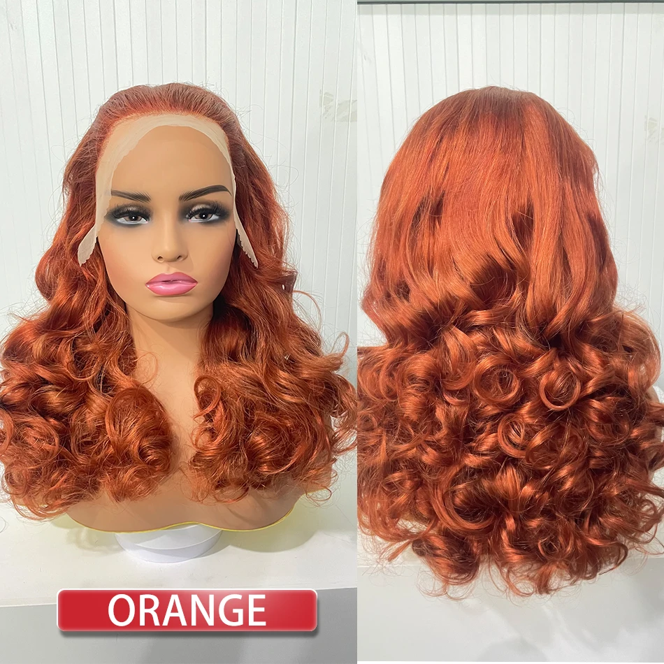 100% Malaysia Hair Bouncy Curly Wigs 250 Density Ombre Double Drawn Hair Glueless Wigs 100% Human Hair 13x4 HD Lace Frontal Wigs