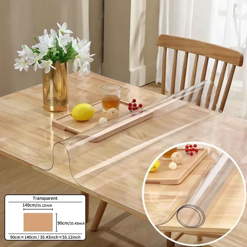 Soft Glass Tablecloth Transparency PVC table cloth Waterproof Oilproof Kitchen Dining table cover for rectangular table