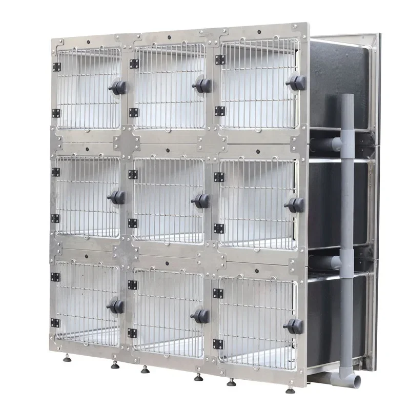 Pet Show Cage display drainage system LED light Modular Multilayer stacking dog pet Show Cage wholesale Stainless Steel hot sale