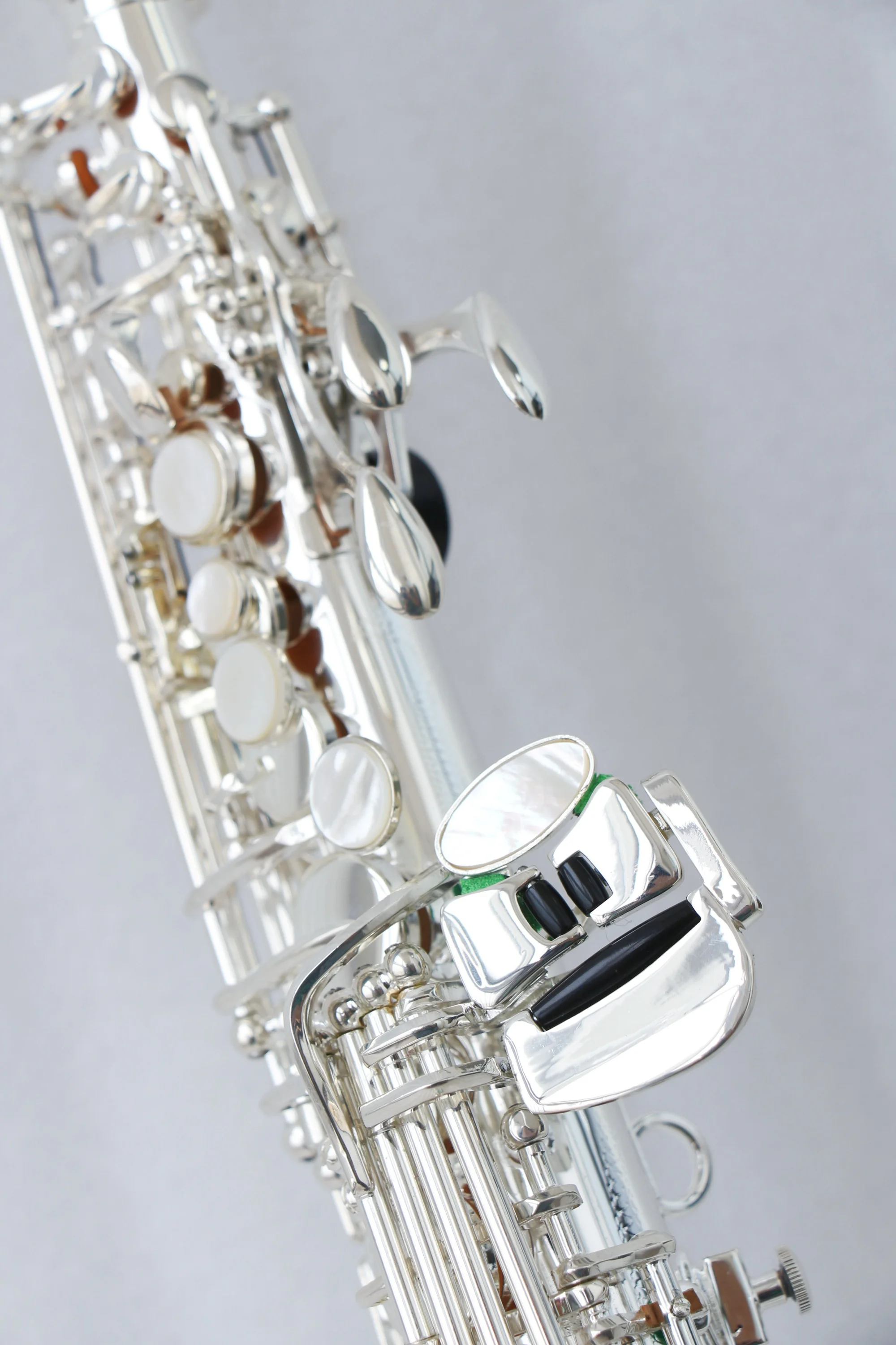 Curved Bell Soprano Saxophone BB Silver Plated Double Neck Woodwind Instrument For Professional Saxello With Case