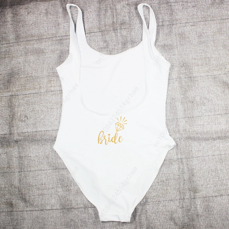 Bachelorette Party Team Bride Squad Swimsuits Lady Wedding Party Gift Lining High Leg Cut Women One Piece Swimwear Swimsuit