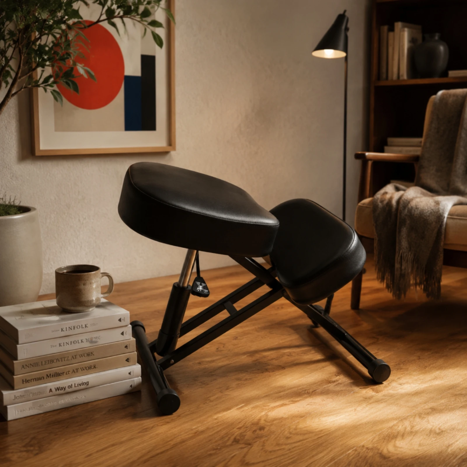Kneeling Chair with Wheels Padded Kneeling Chair Furniture Mobile Comfortable for Office Workers, Workspace, Study Room view 6