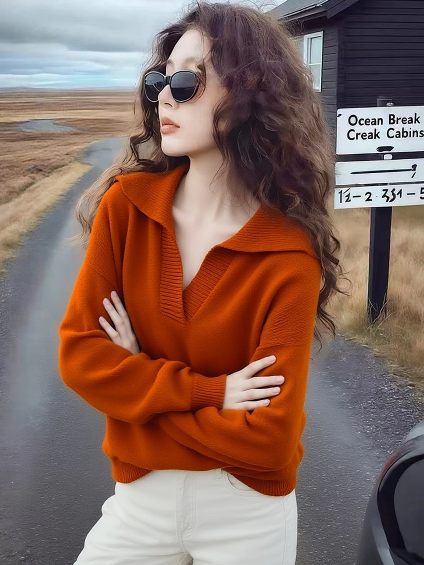 Chique preguiçoso sle thiened longo sve pulôver camisola branco melhorando solto ajuste coreano faion inverno entrada de malha topo