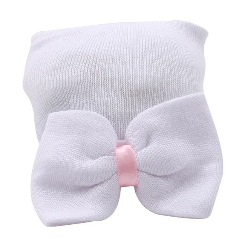 Baby Hat Cute Big Bow Striped 0-3 Months Newborn Products Winter Warm Soft Comfortable Photography Props Baby Hooded Cap