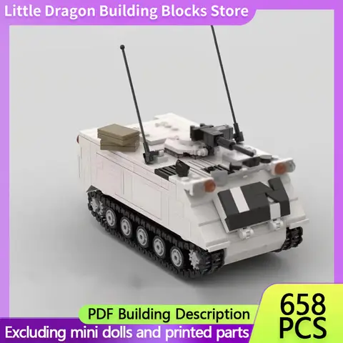 M113 Armored Cavalry Assault Vehicle Model MOC Building Bricks War Equipment Modular Technology Gifts Assemble Children Toy Suit