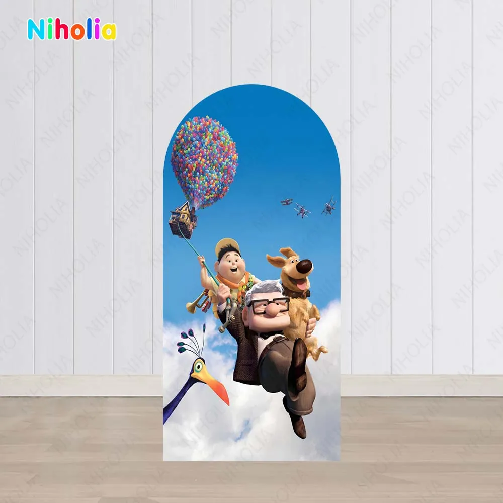 Up Pixar Arch Backdrop Polyester Cover Birthday Party Balloon Photograph Background Wedding Decoration Baby Shower Photo Booth