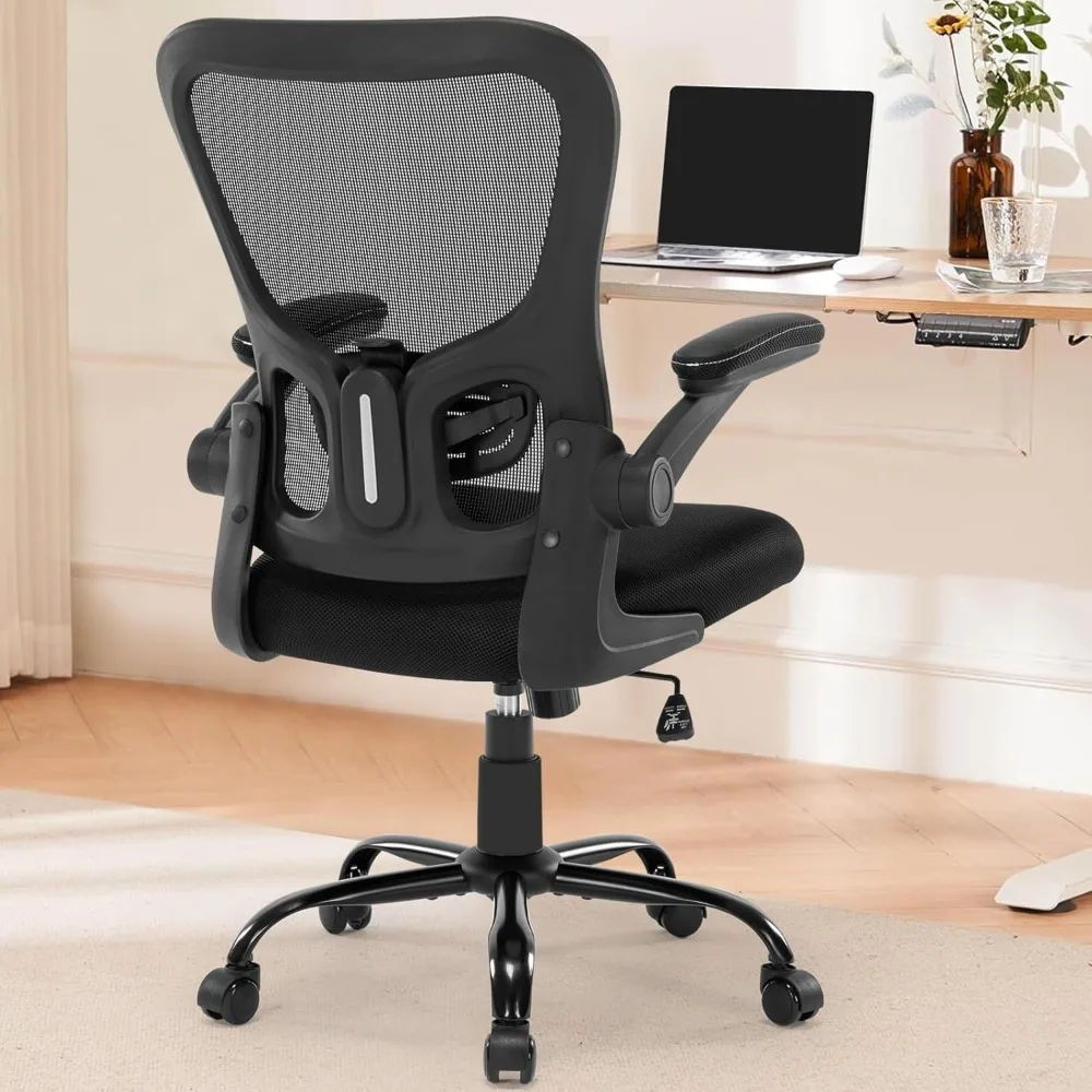 Kursi kantor ergonomis, kursi meja komputer jaring, kursi meja kantor dengan dukungan Lumbar dan sandaran tangan lipat yang dapat diatur