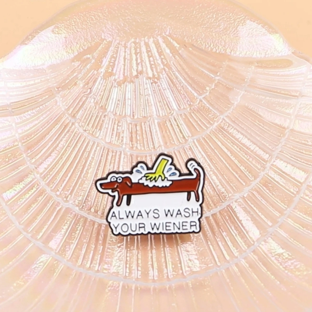 Always Wash Your Wiener Dachshund Enamel Pin Funny Dog Brooch for Jacket Backpack Hat Lapel Badge Humorous Pet Jewelry Gift