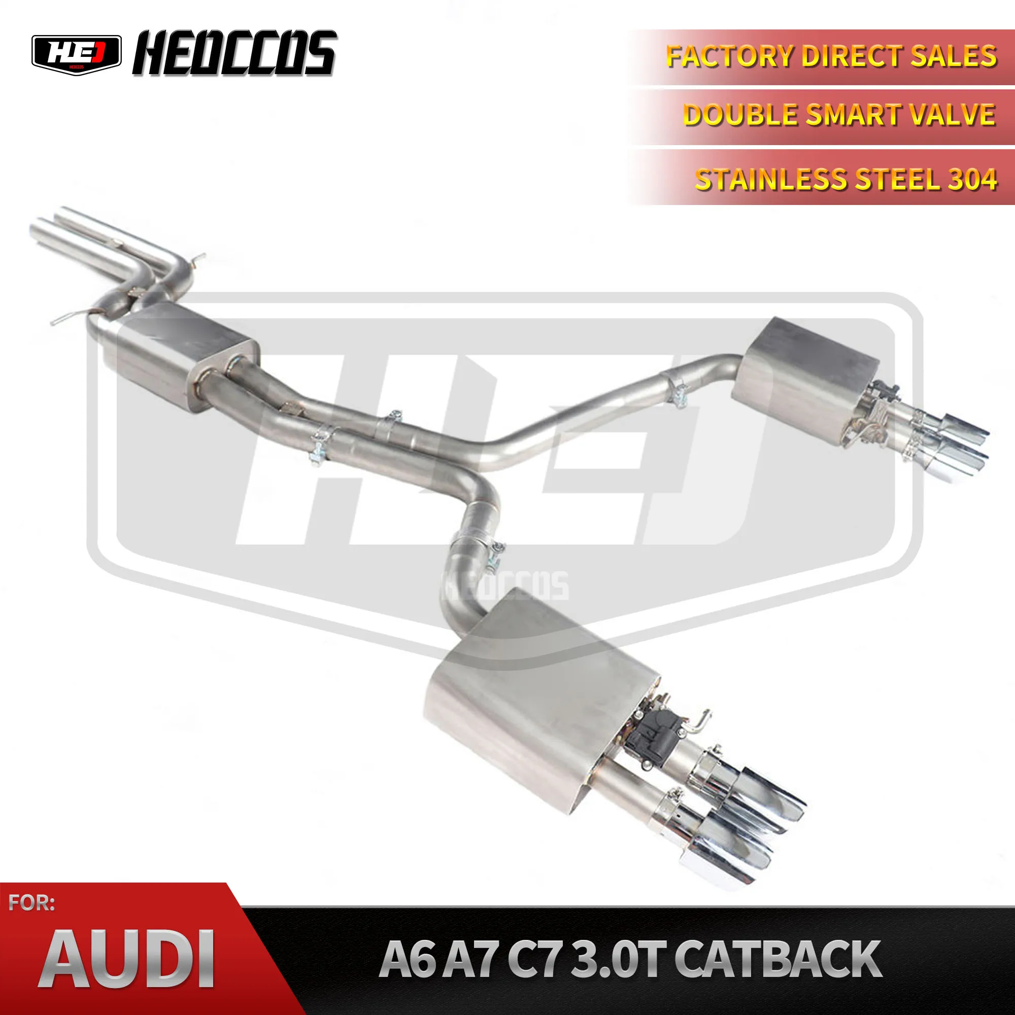 HEO Stainless Steel Valved Exhaust Catback For Audi A6 A7 C7 3.0T Performance Tuning Exhaust Fitting Parts