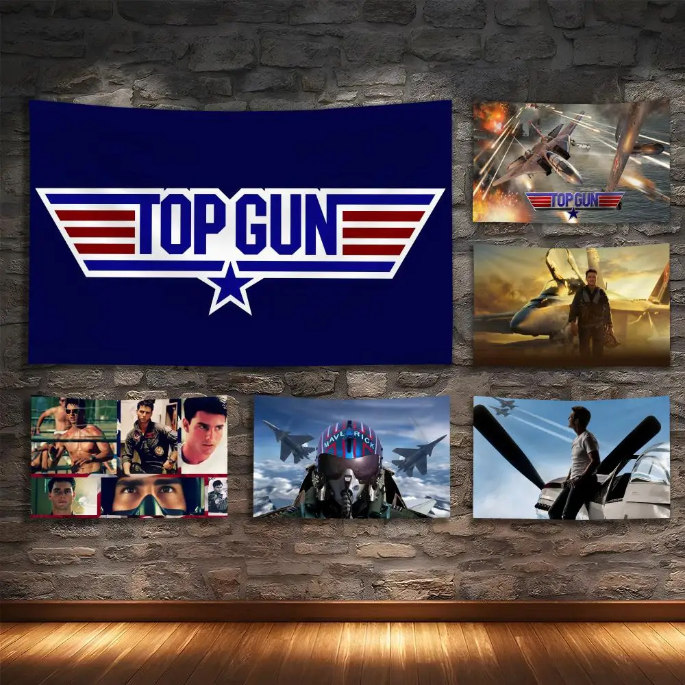 T-Top GunS Movie Tapestry Custom Living Bedroom Party Dormitory Interior Wall Bohemian Decoration Attached Clip