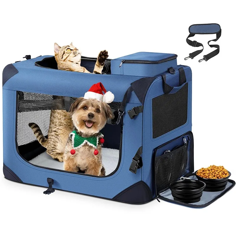 

Pet Car Dog Cage Medium and Large Dog Nest Portable Breathable Cat Bag Large Capacity Outdoor Folding Pet Bag with Folding Bowl