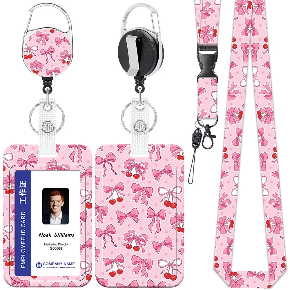Retractable Neck Lanyard ID Badge Holder, Practical Card Protector for Work Permit, Student Meal Card & Access Control Card