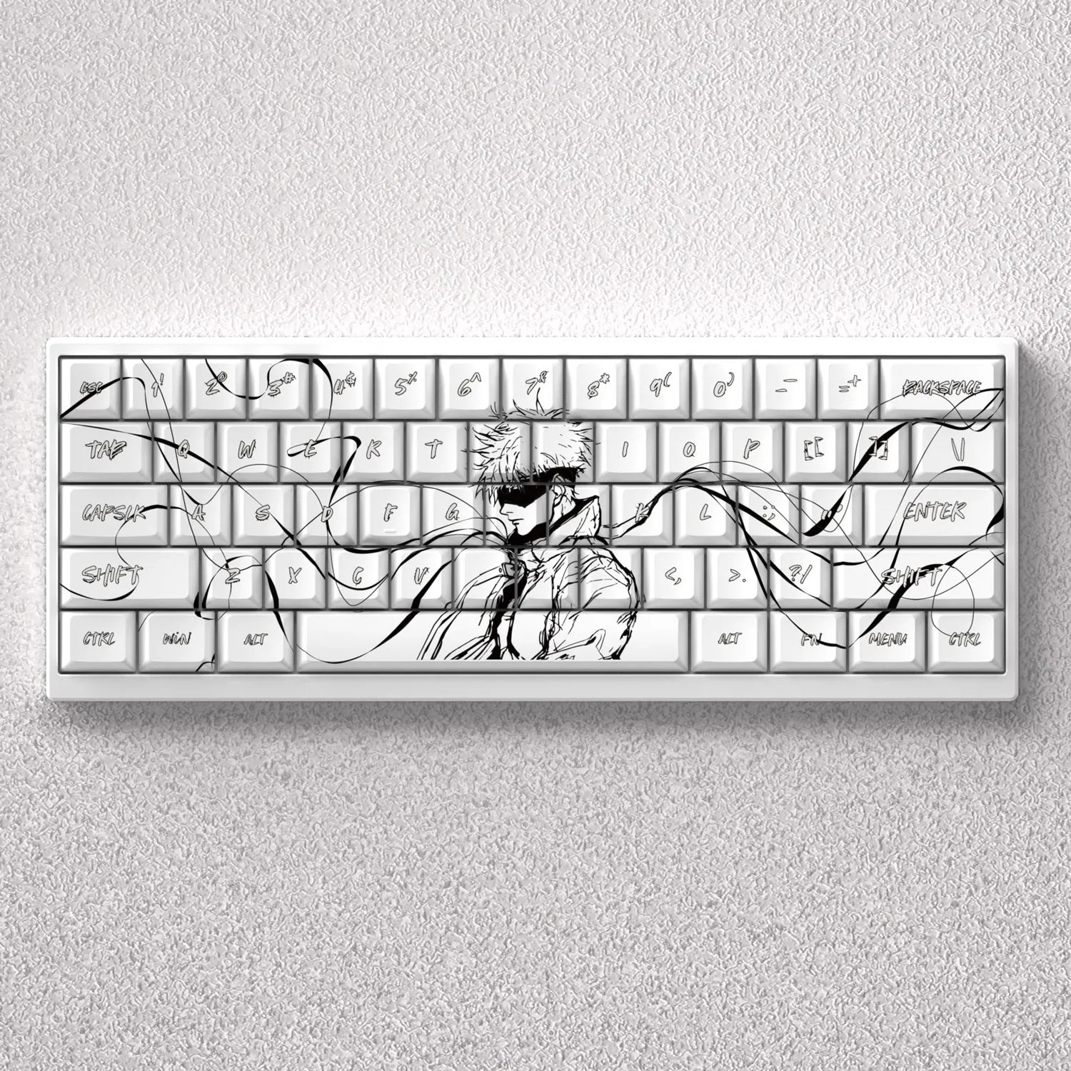 PBT Keycaps Dye Sub Cherry Anime Comic Gojo Satoru White Japanese for 61 65 68 Layout Mechanical Keyboard Anne Pro 2 AKKO FUN60